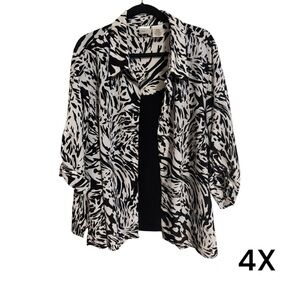 Just My Size Black and White Blouse